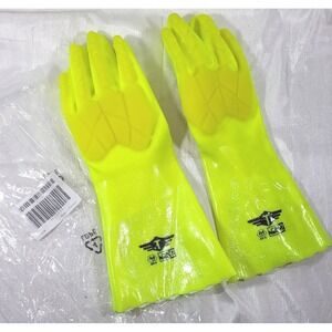 Hi Vis Yellow Chemical Impact A4 Cut Protection 14" PVC Rubber Gloves - Size 2XL